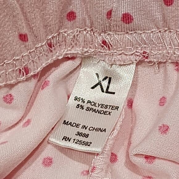 White Mark Short Sleeve Pajama Shorts Set with Button Down Collar Pink Dots XL - Picture 7 of 10